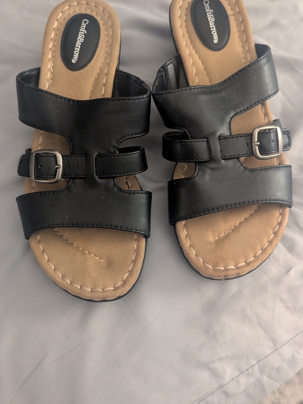 croft & barrow Black and Tan Slide Sandals